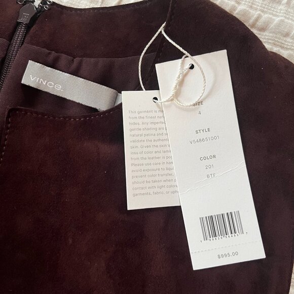 Vince 100% Lamb leather Suede Dress - 4 - Picture 3 of 15